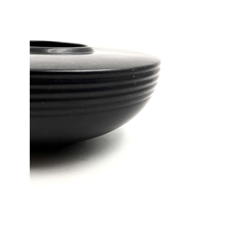 Mid-century black striped vase by Saint Clement, France 1950s