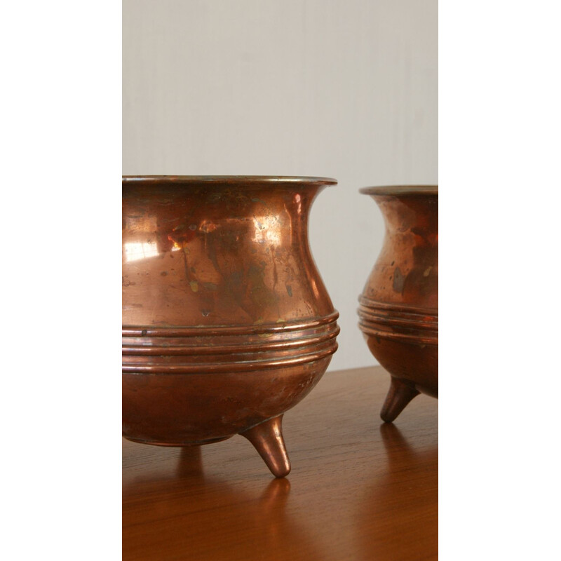 Pair of vintage swedish copper plant pots