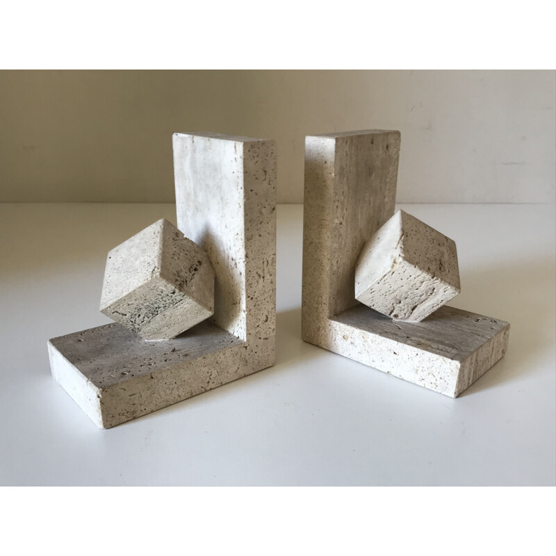 Mid-century travertine bookends, 1970s