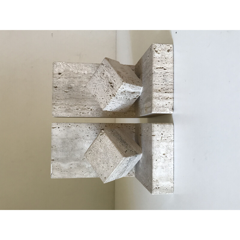 Mid-century travertine bookends, 1970s