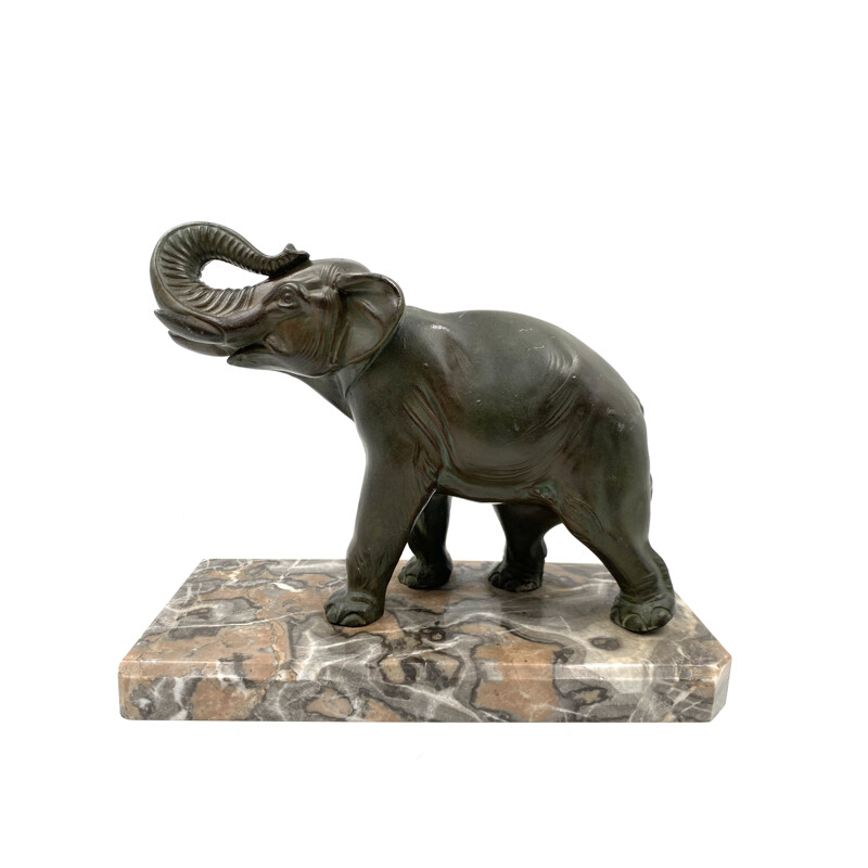 Mid-century art déco elephant bookends, France 1930