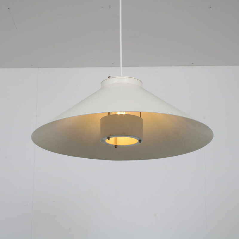 Vintage scandinavian white pendant lamp, 1960s