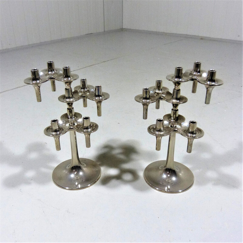 Pair of vintage Orion candlesticks by Nagel & Stoffi for Bmf, Germany 1960-1970s