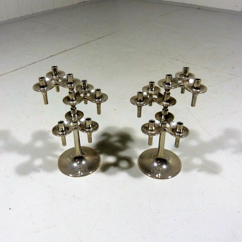 Pair of vintage Orion candlesticks by Nagel & Stoffi for Bmf, Germany 1960-1970s