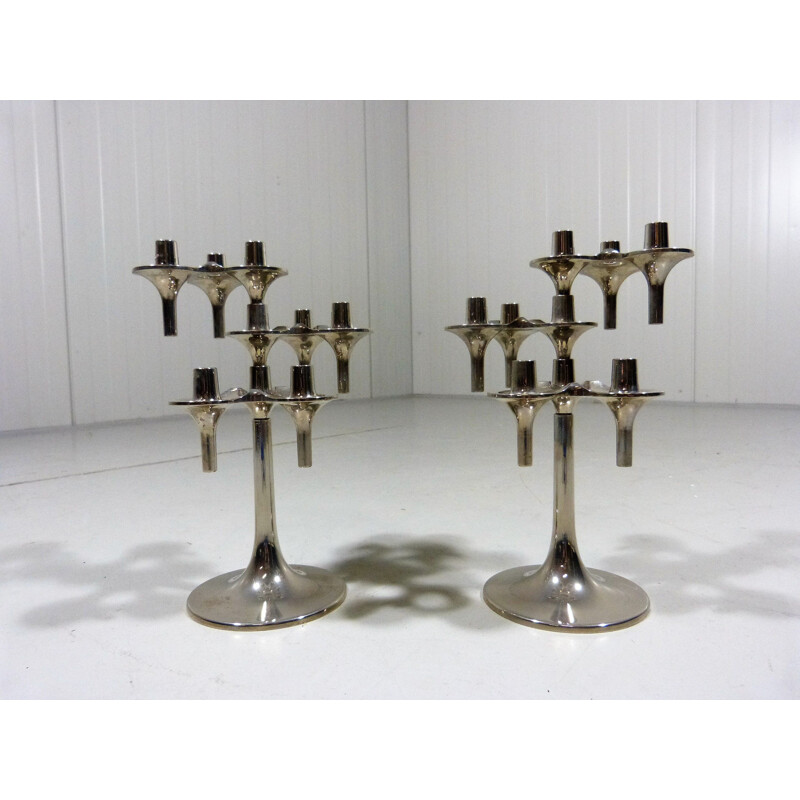 Pair of vintage Orion candlesticks by Nagel & Stoffi for Bmf, Germany 1960-1970s