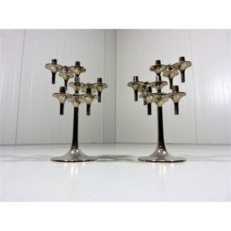 Pair of vintage Orion candlesticks by Nagel & Stoffi for Bmf, Germany 1960-1970s