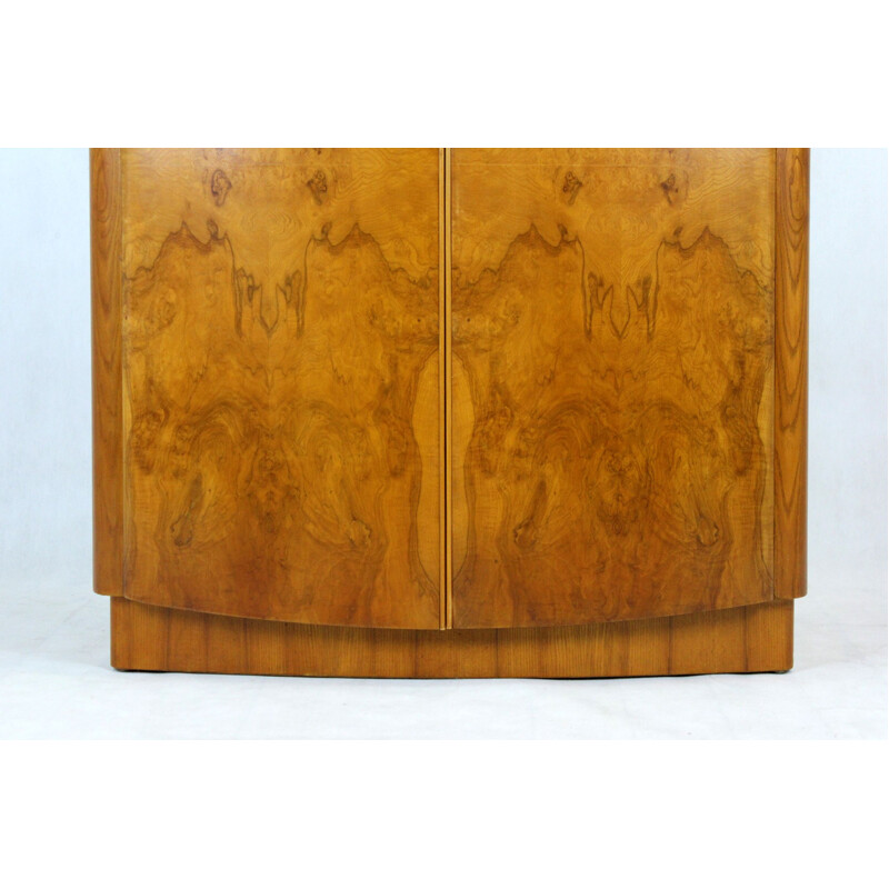 Vintage Art Deco walnut cabinet by Jindrich Halabala for Up Zavody, Czechoslovakia 1940s