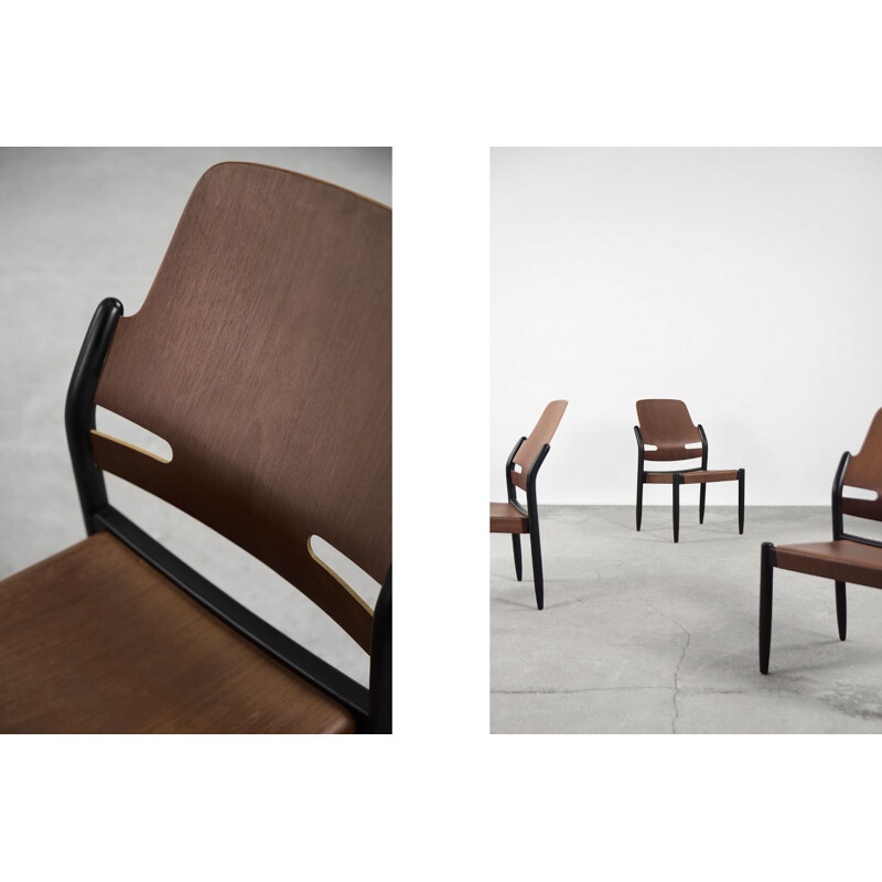 Set of 6 vintage 8053B mahogany plywood Åkerbloms chairs by Gunnar Eklöf for Bodafors, 1950s