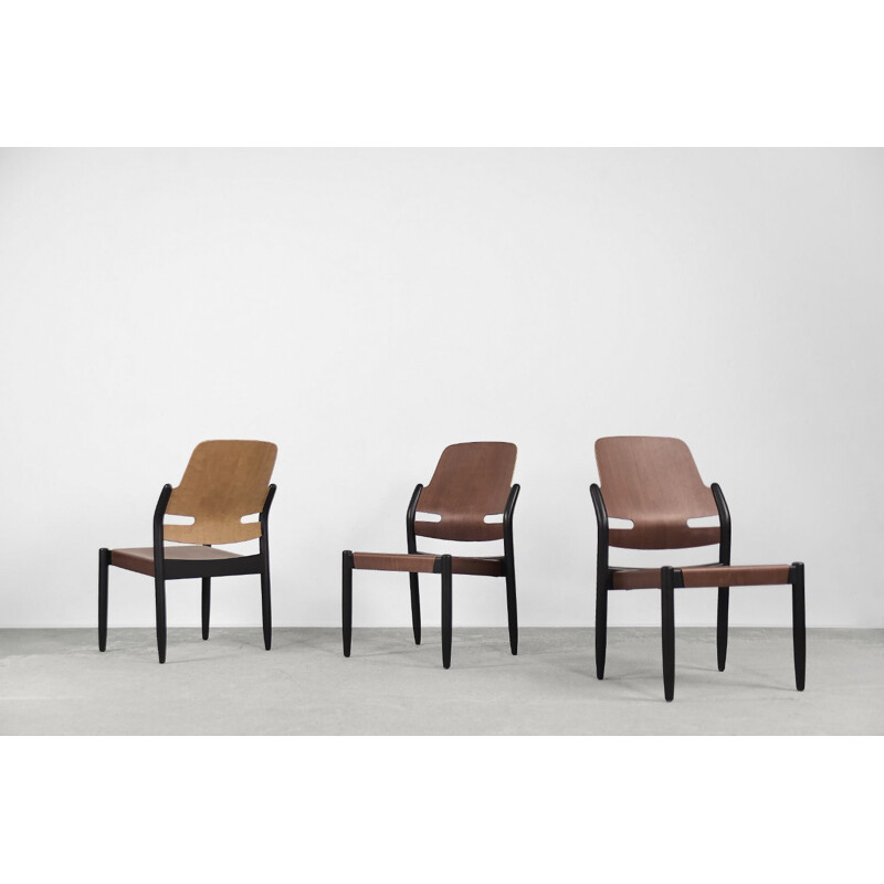 Set of 6 vintage 8053B mahogany plywood Åkerbloms chairs by Gunnar Eklöf for Bodafors, 1950s