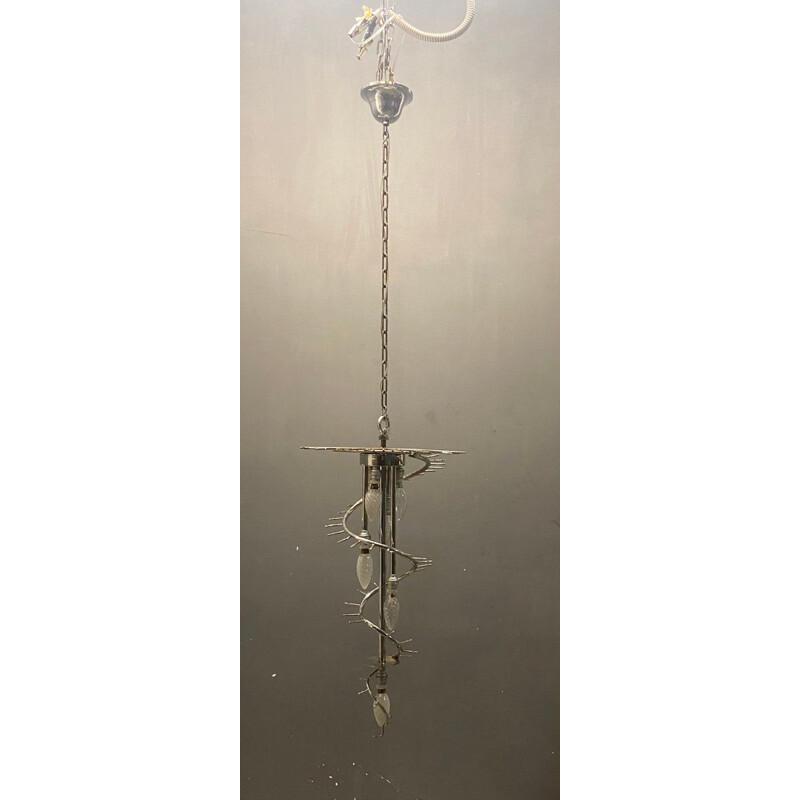 Italian vintage Murano glass prism spiral chandelier