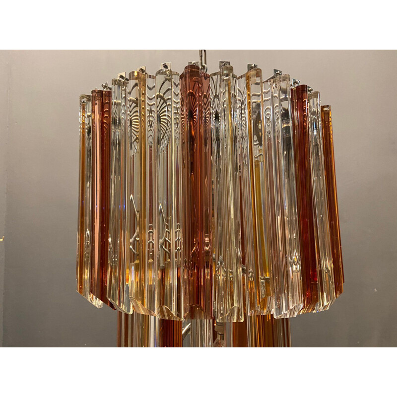 Italian vintage Murano glass prism spiral chandelier