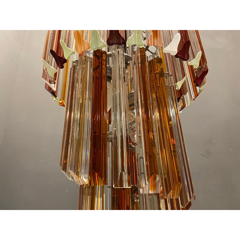 Lustre italien vintage en verre de Murano à prisme en spirale