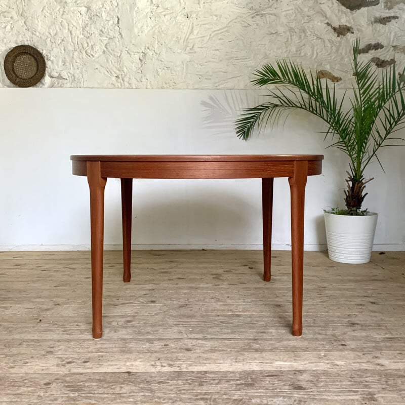 Scandinavian vintage round table in teak for Tricoire and Vecchione, 1960