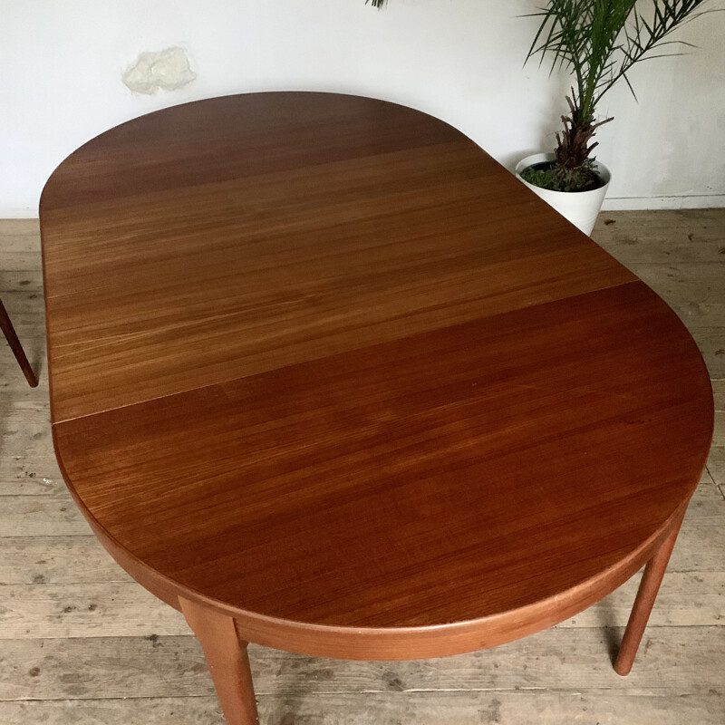 Table ronde scandinave vintage en teck pour Tricoire et Vecchione, 1960