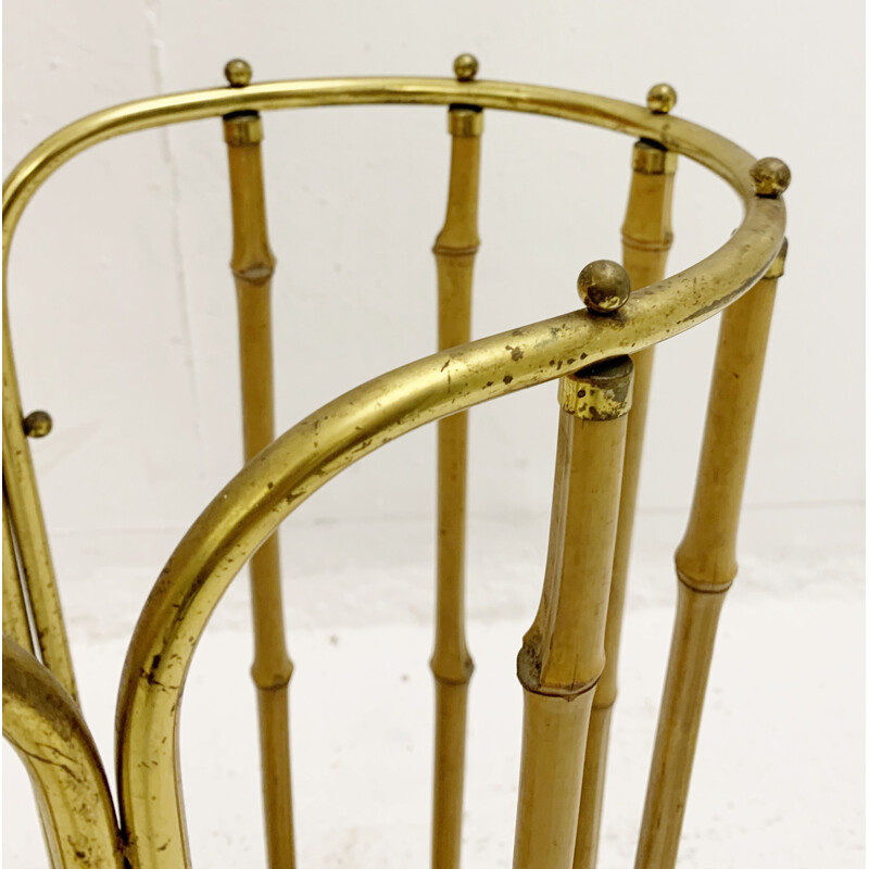 Mid-century brass and bamboo umbrella stand, Austria 1950s