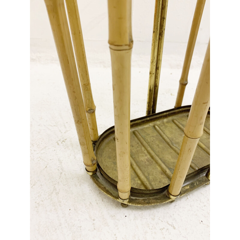 Mid-century brass and bamboo umbrella stand, Austria 1950s