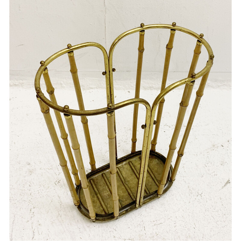 Mid-century brass and bamboo umbrella stand, Austria 1950s