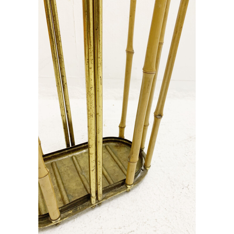 Mid-century brass and bamboo umbrella stand, Austria 1950s