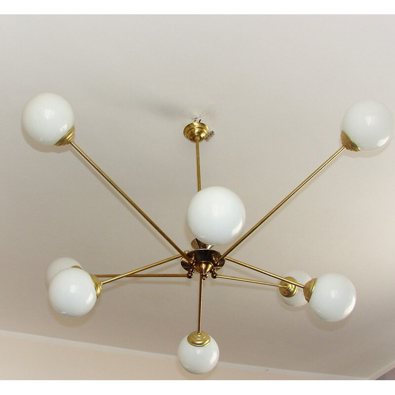 Vintage brass and chrome chandelier, 1960s