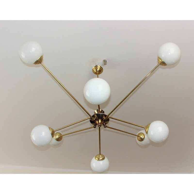 Vintage brass and chrome chandelier, 1960s