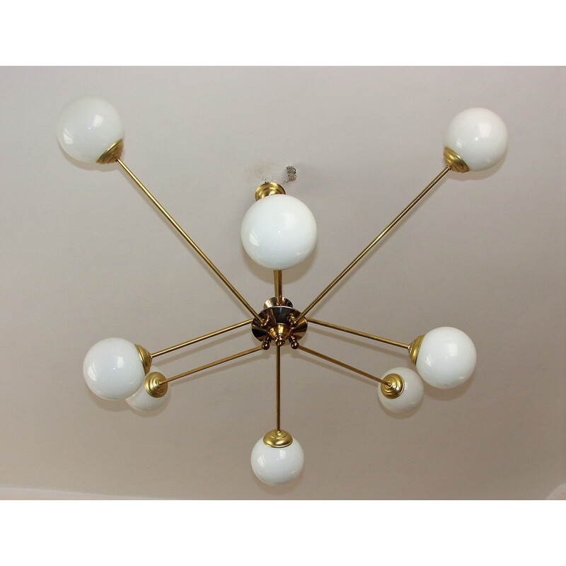 Vintage brass and chrome chandelier, 1960s