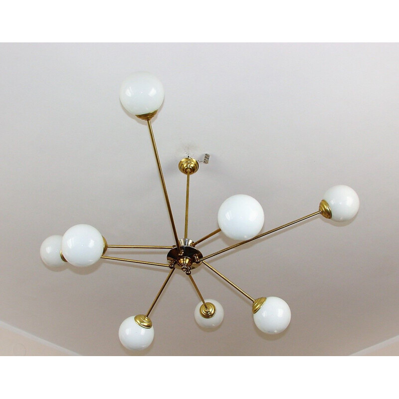 Vintage brass and chrome chandelier, 1960s