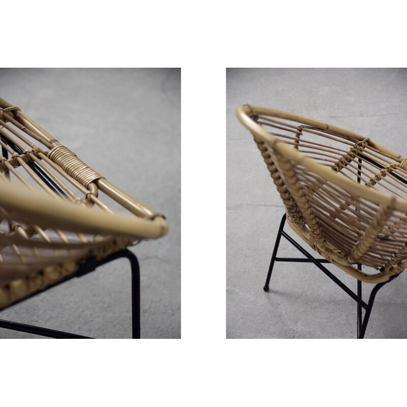 Par de poltronas de bambu vintage, 1960