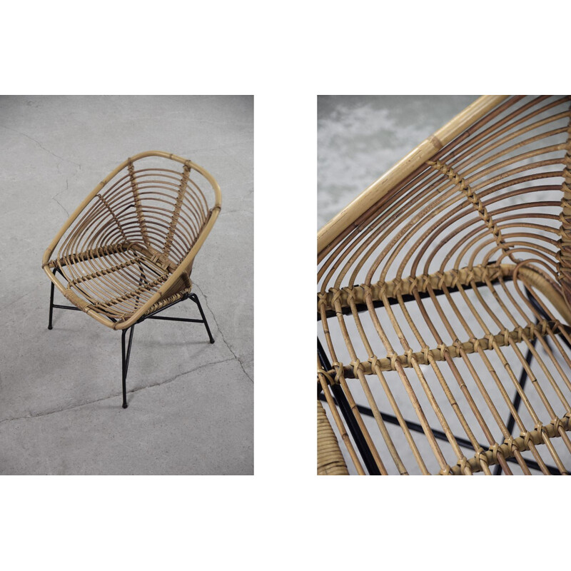 Paar vintage bamboe fauteuils, 1960
