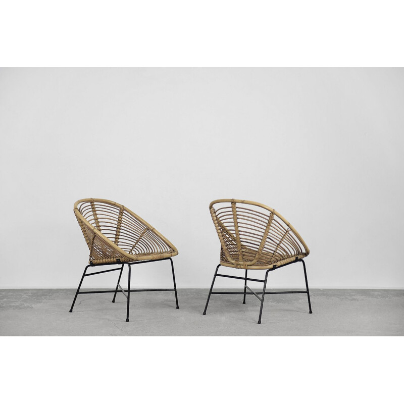 Pareja de sillones de bambú de época, 1960
