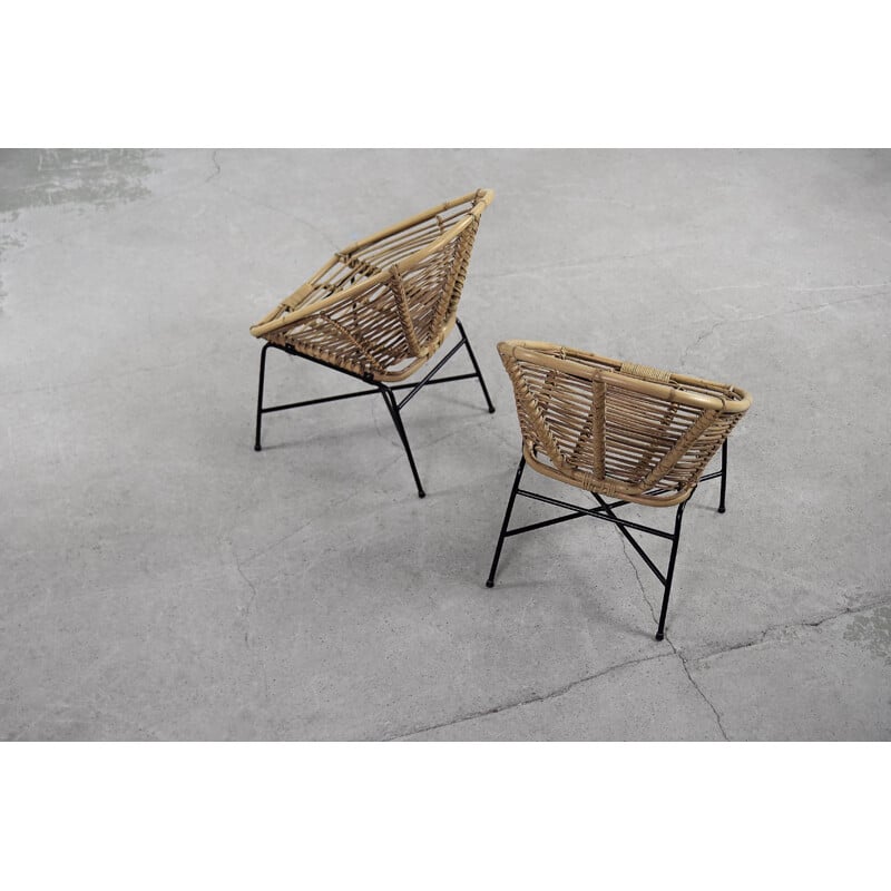 Pareja de sillones de bambú de época, 1960