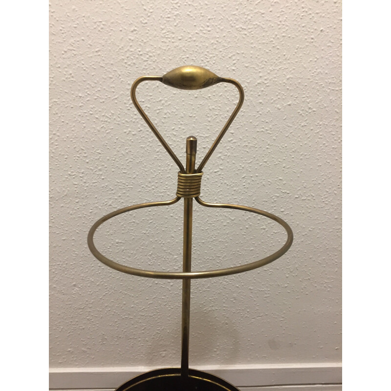 Sculptural vintage brass umbrella stand by Mathieu Mategot