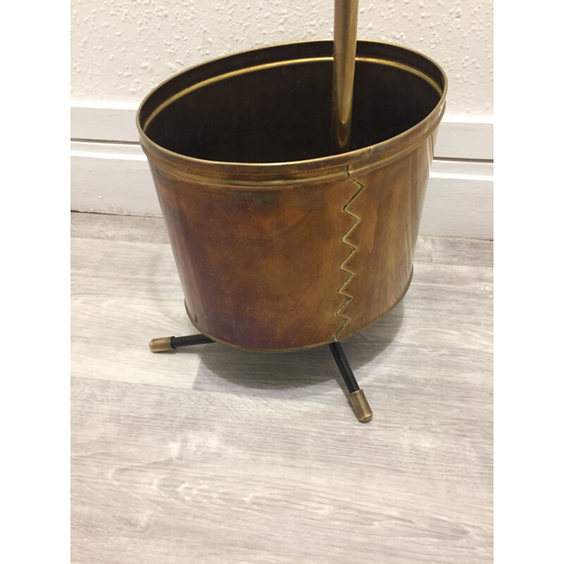 Sculptural vintage brass umbrella stand by Mathieu Mategot