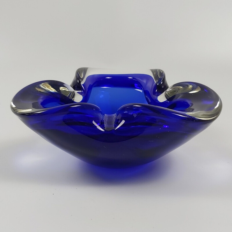 Vintage Sommerso Murano glass ashtray, Italy 1960s