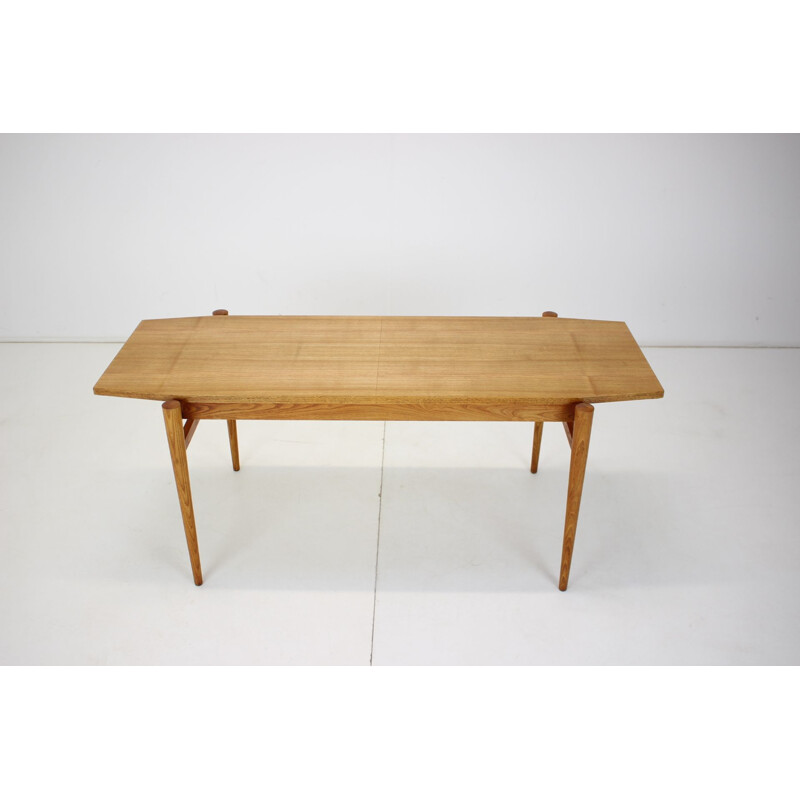 Vintage oak conference table by Dřevotvar, Czech 1970