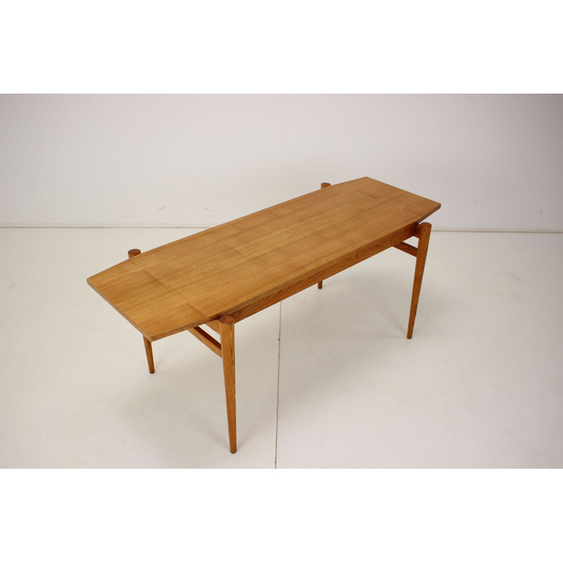 Vintage oak conference table by Dřevotvar, Czech 1970