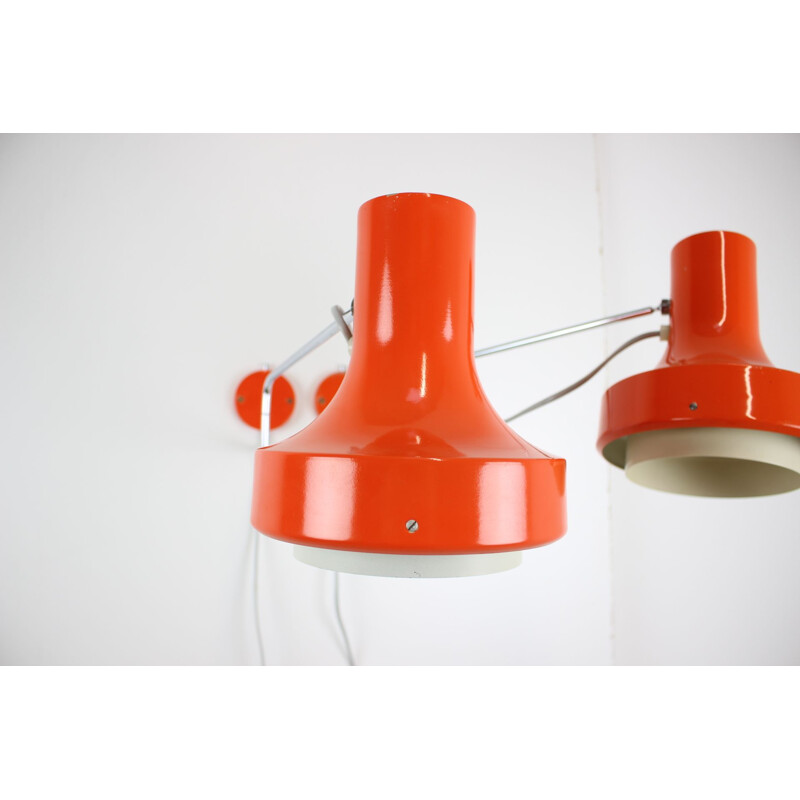 Pair of vintage metal sconces by Josef Hurka for Napako, Czech 1970