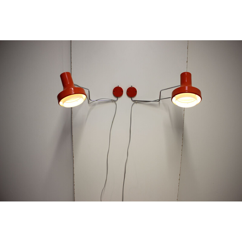 Pair of vintage metal sconces by Josef Hurka for Napako, Czech 1970