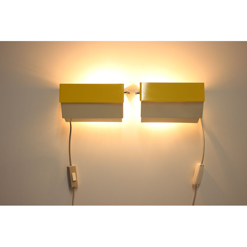 Pair of mid-century wall lamps by Josef Hurka for Napako, Czechoslovakia 1970s