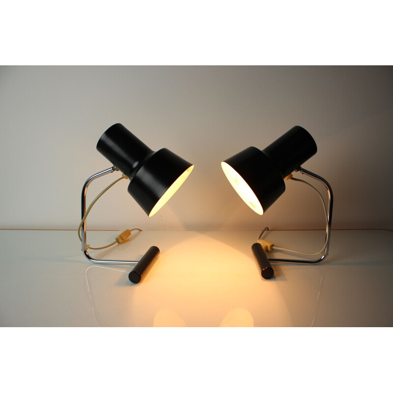 Pair of vintage metal table lamps by Josef Hurka for Napako, Czech 1970