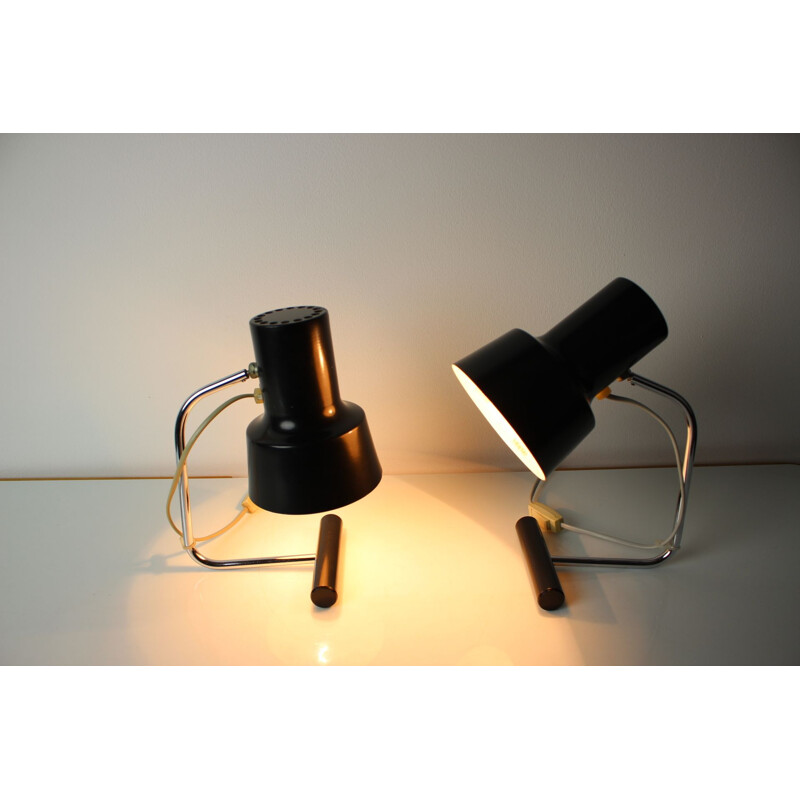 Pair of vintage metal table lamps by Josef Hurka for Napako, Czech 1970