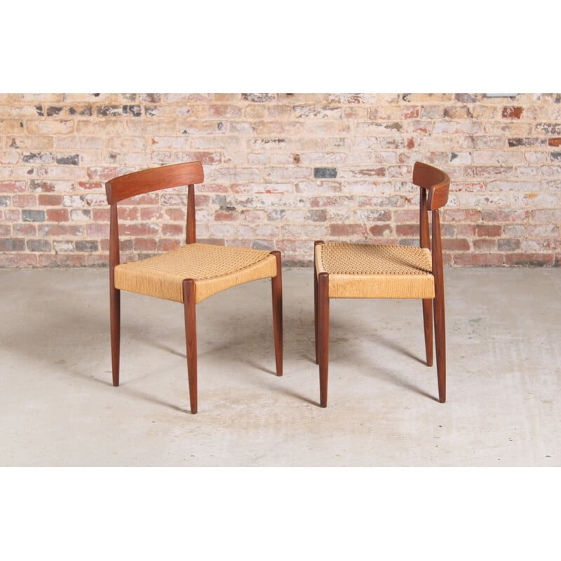Set of 6 vintage Danish dining chairs by Arne Hovmand-Olsen for Mogens Kold, 1960s