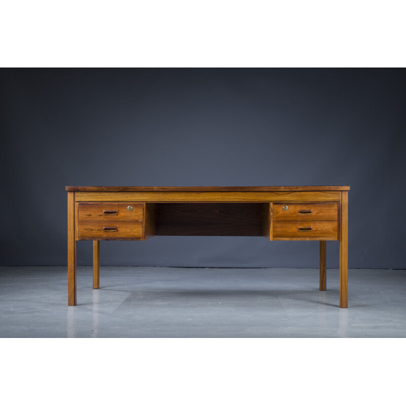 Vintage rosewood free-standing desk with leather, 1950s