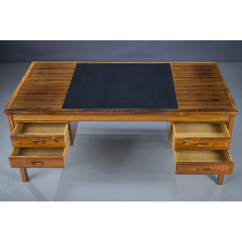 Vintage rosewood free-standing desk with leather, 1950s