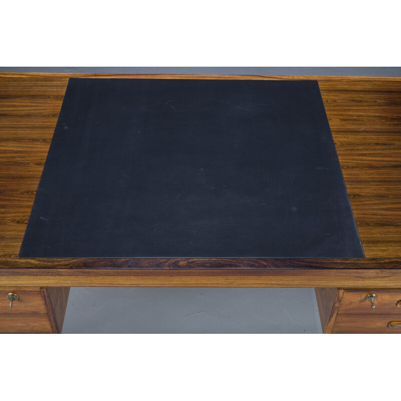 Vintage rosewood free-standing desk with leather, 1950s