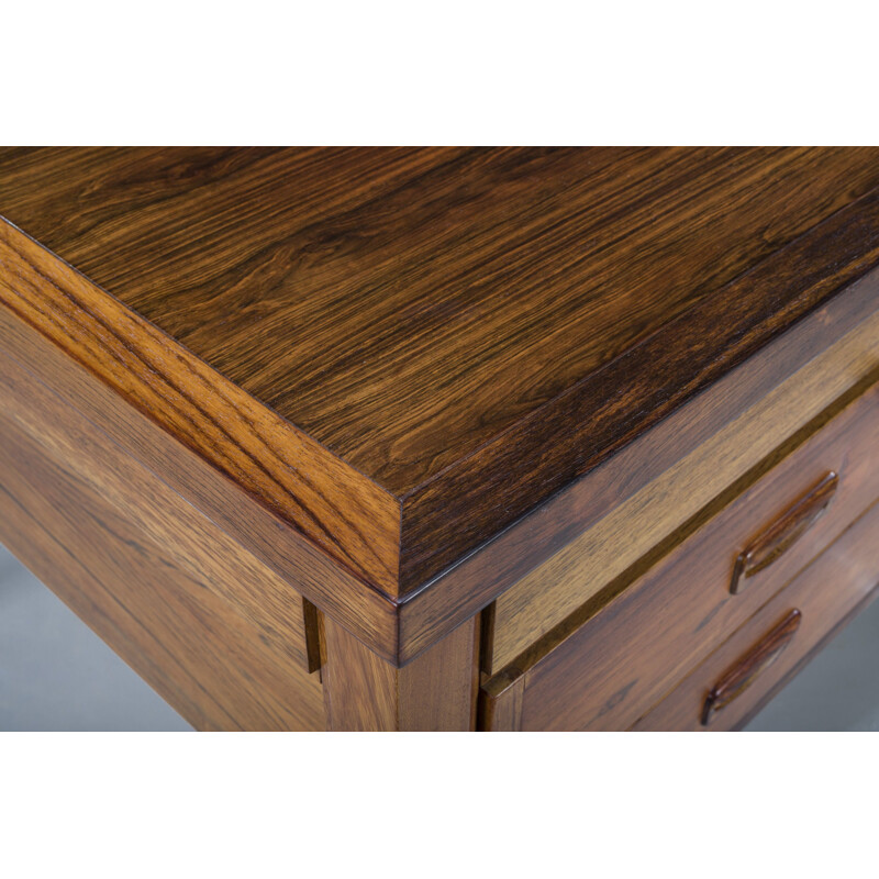 Vintage rosewood free-standing desk with leather, 1950s