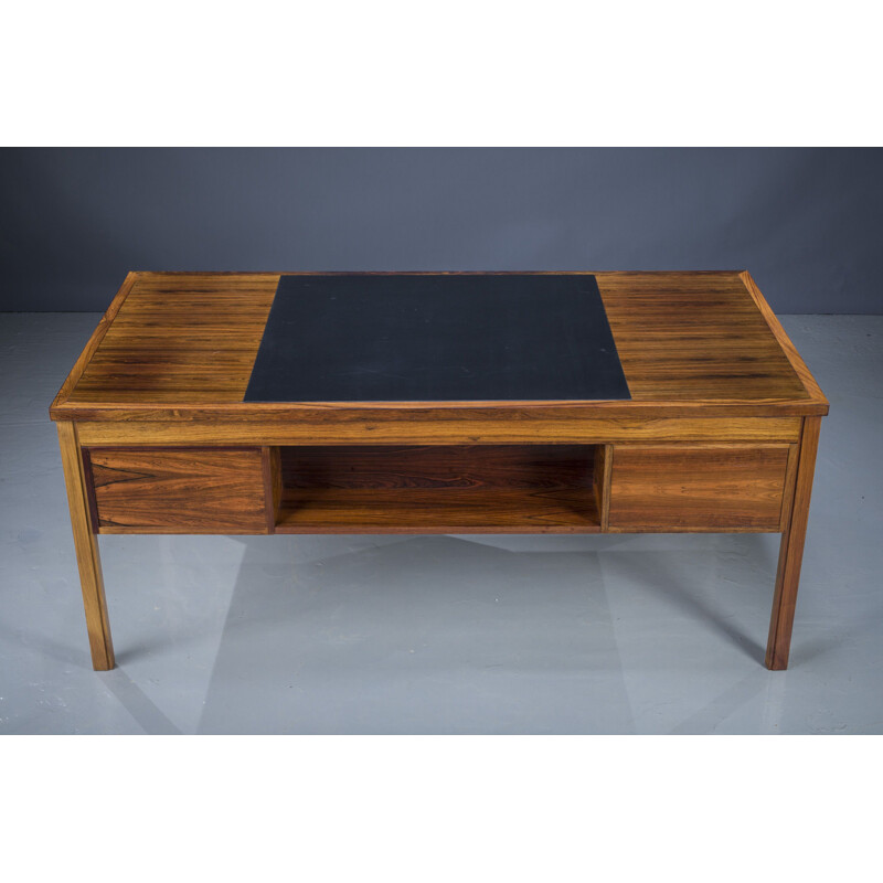 Vintage rosewood free-standing desk with leather, 1950s