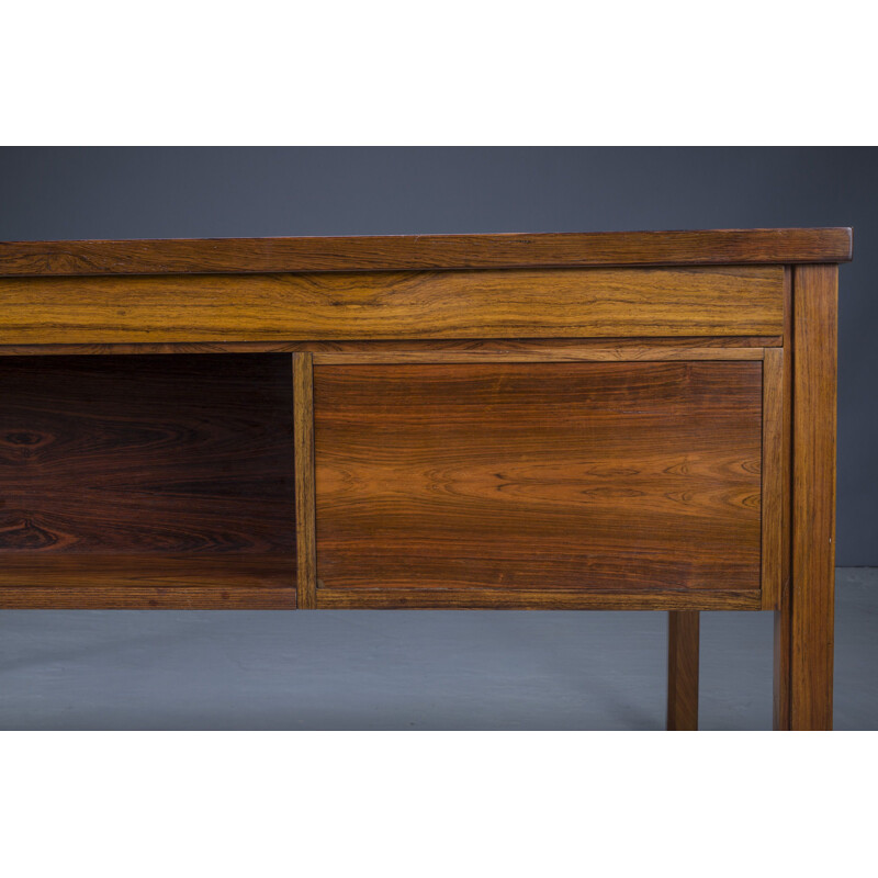 Vintage rosewood free-standing desk with leather, 1950s