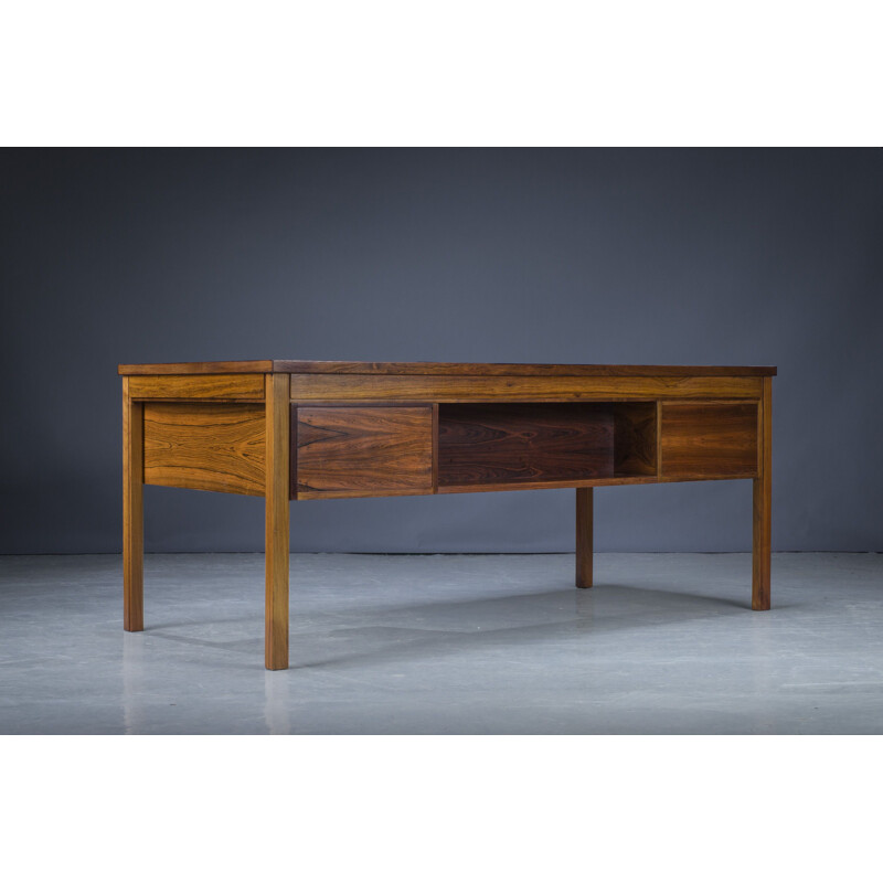 Vintage rosewood free-standing desk with leather, 1950s