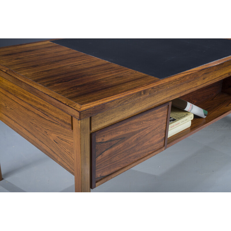 Vintage rosewood free-standing desk with leather, 1950s