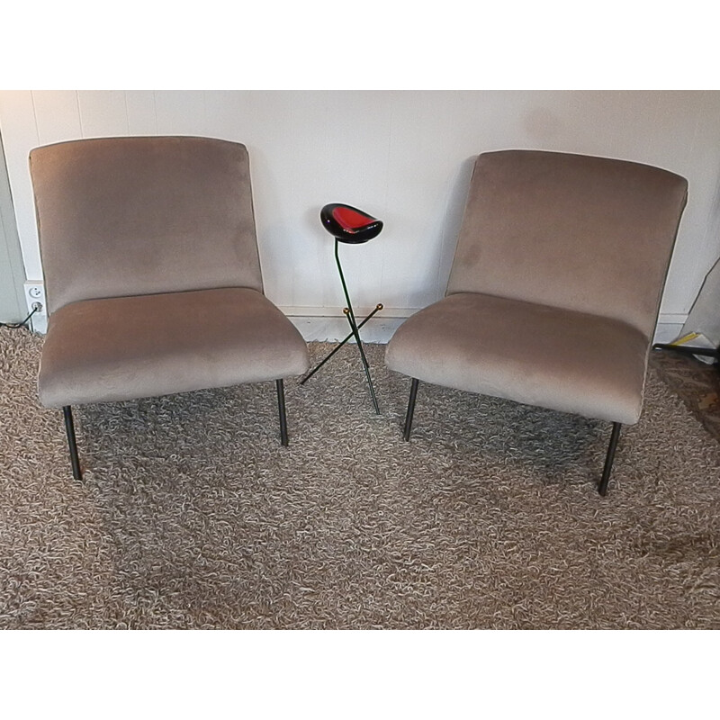 Pair of low chairs, Joseph-André MOTTE - 1950s